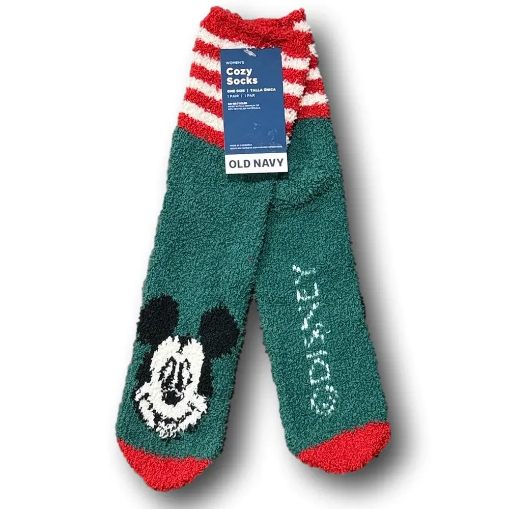 3/$20 Disney Mickey Mouse Christmas Holiday Funny Novelty Cozy Socks - NWT